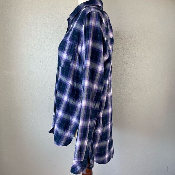 Sonoma Purple Plaid Button Down Flannel Shirt Size L - Picture 3 of 8